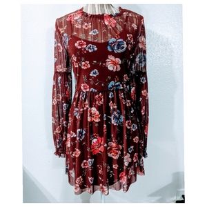 Burgandy flower dress